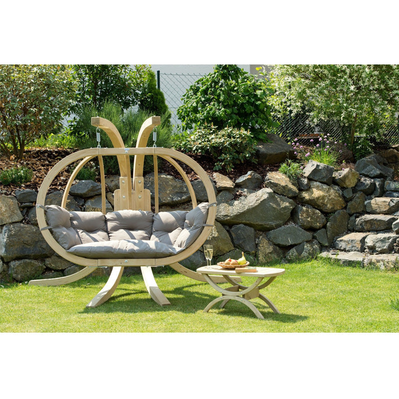 Globo Royal Taupe Double Seater Hanging Chair (Weatherproof Cushion)