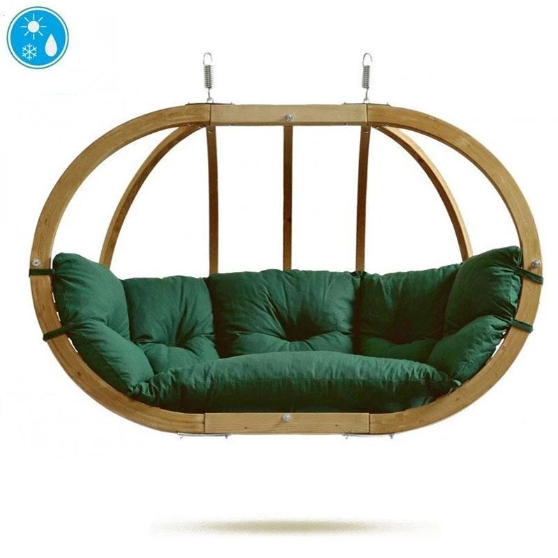 Globo Royal Verde Green Double Seater Hanging Chair (Weatherproof Cushion) - Amazonas Online UK